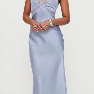 Princess Polly Pale Blue Lace-Trim Maxi Dress